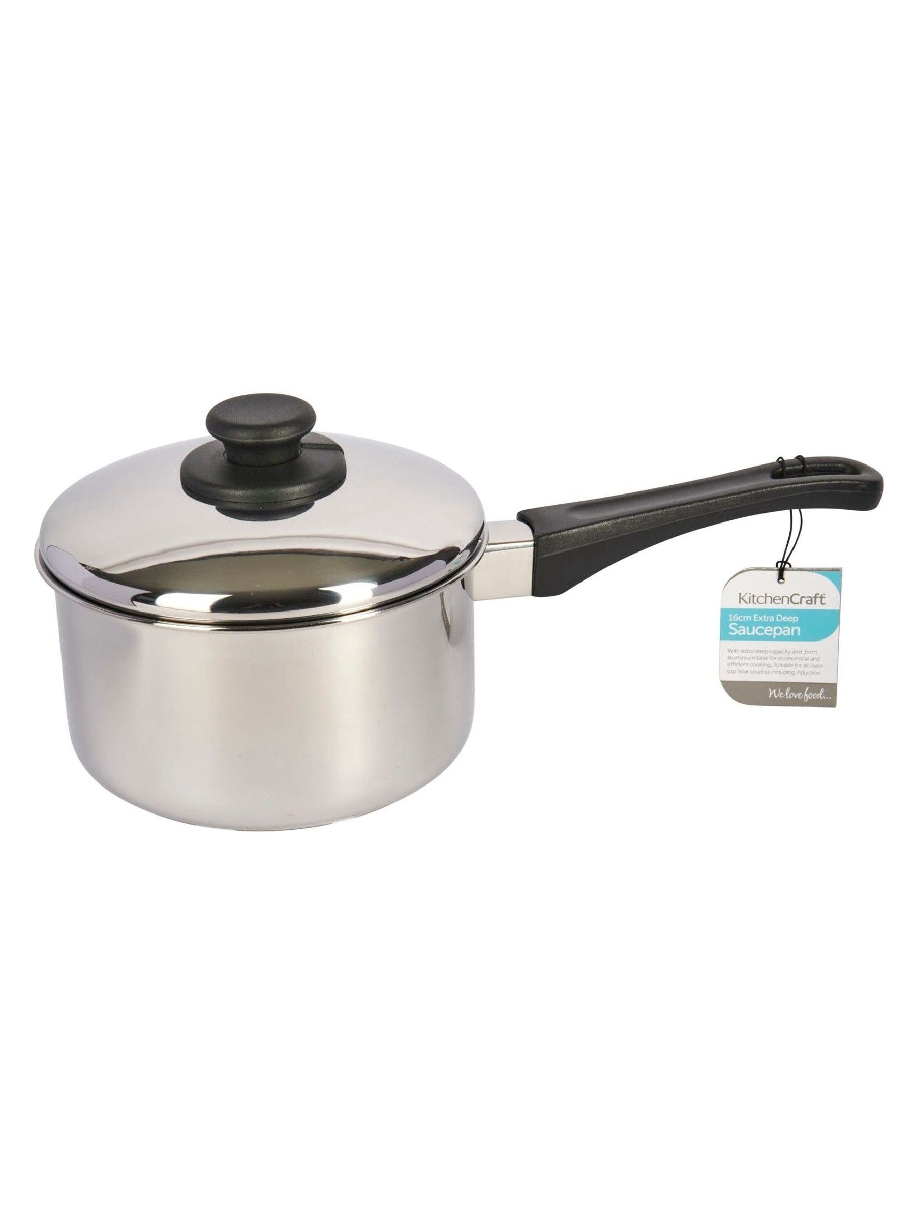 KitchenCraft silver extra-deep medium induction saucepan with lid - British product