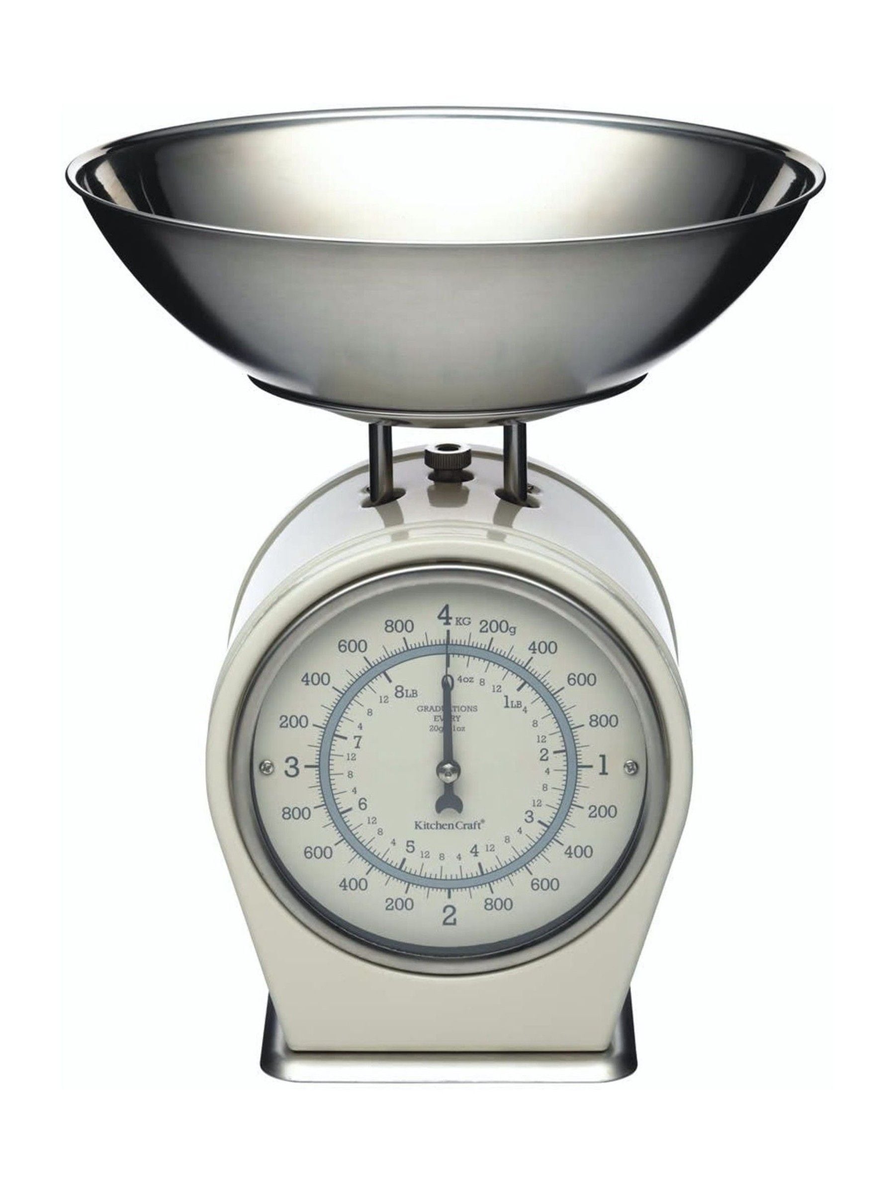 Kitchencraft cream vintage mechanical kitchen scale with bowl, UK version