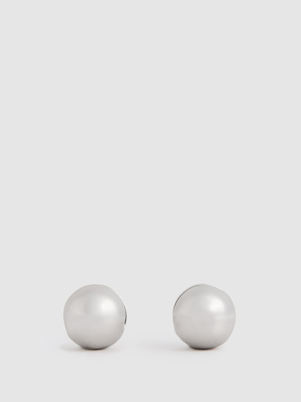 Reiss Silver Tone Pollie Polished Ball Huggie Earrings, imported from the UK