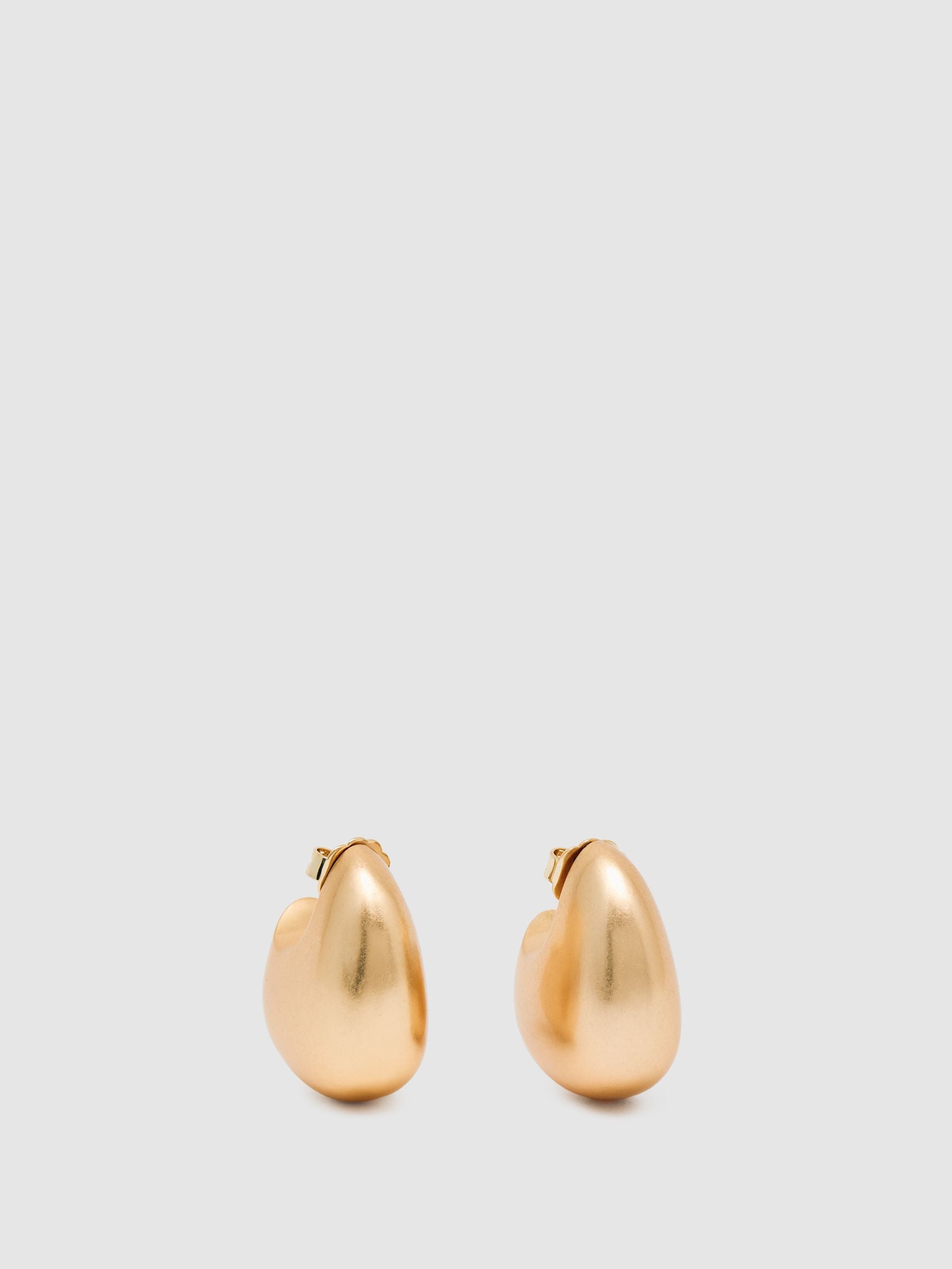 Gold Tone Curved Scoop Earrings with Hypoallergenic Posts