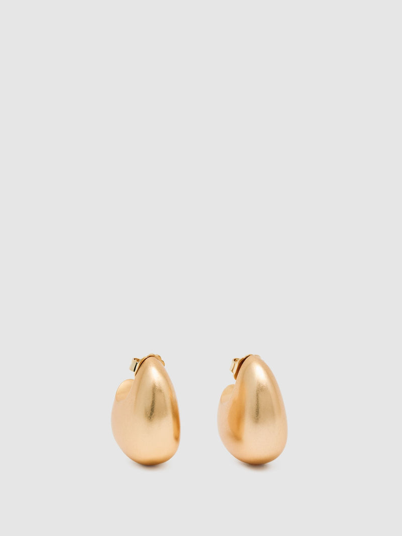 Gold Tone Curved Scoop Earrings with Hypoallergenic Posts