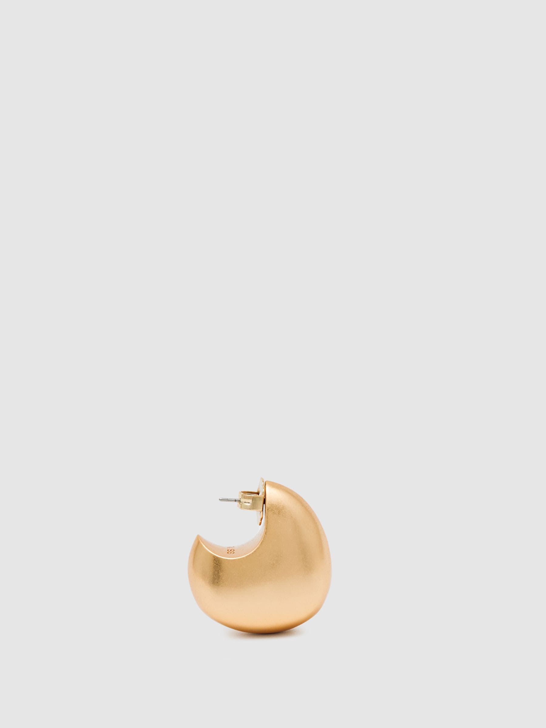 Gold Tone Curved Scoop Earrings with Hypoallergenic Posts