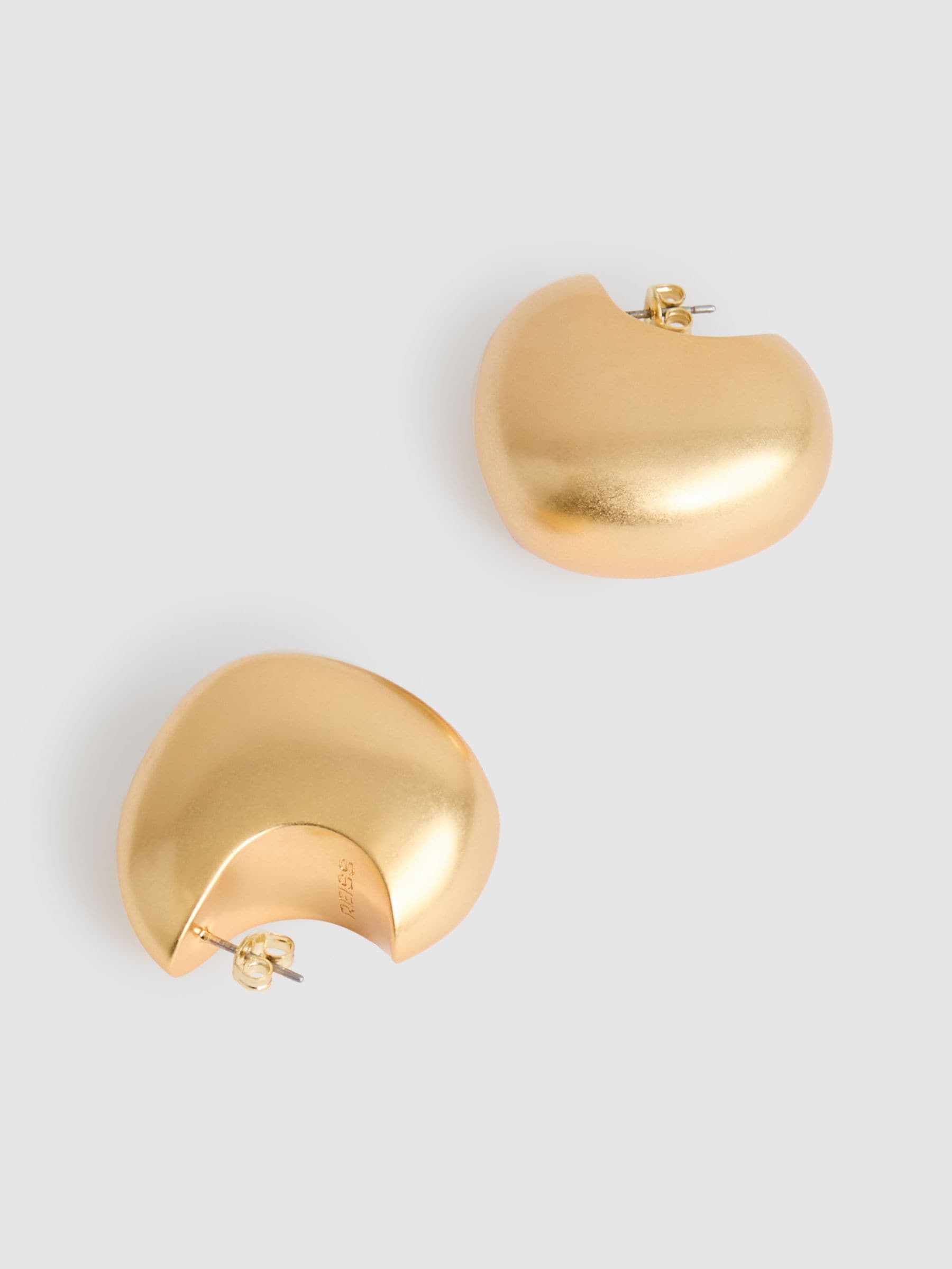 Gold Tone Curved Scoop Earrings with Hypoallergenic Posts