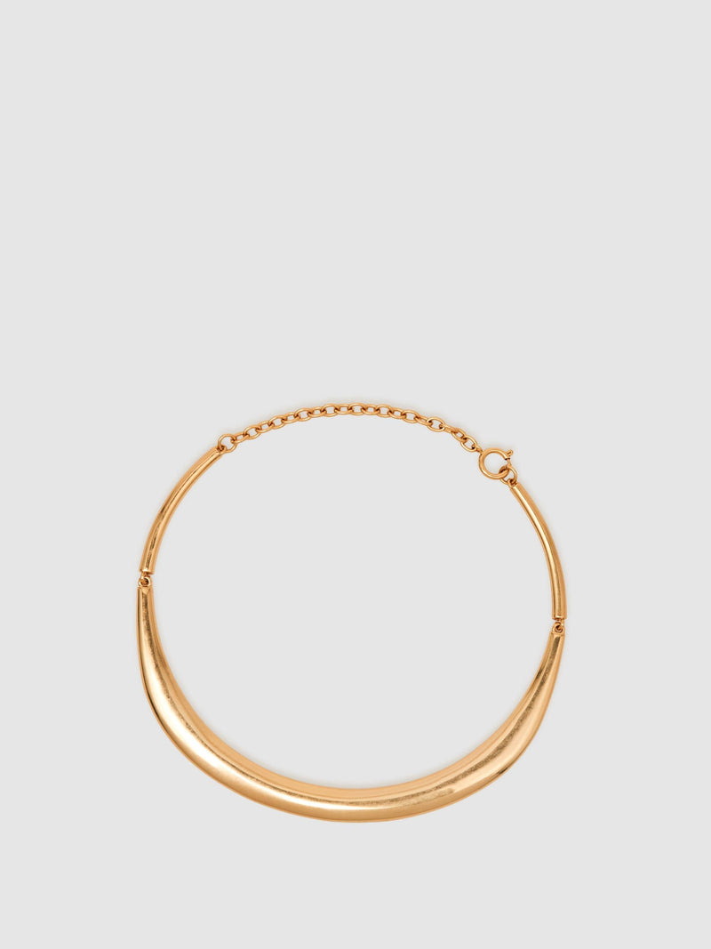 Reiss gold tone poppy polished curve choker, imported from the UK