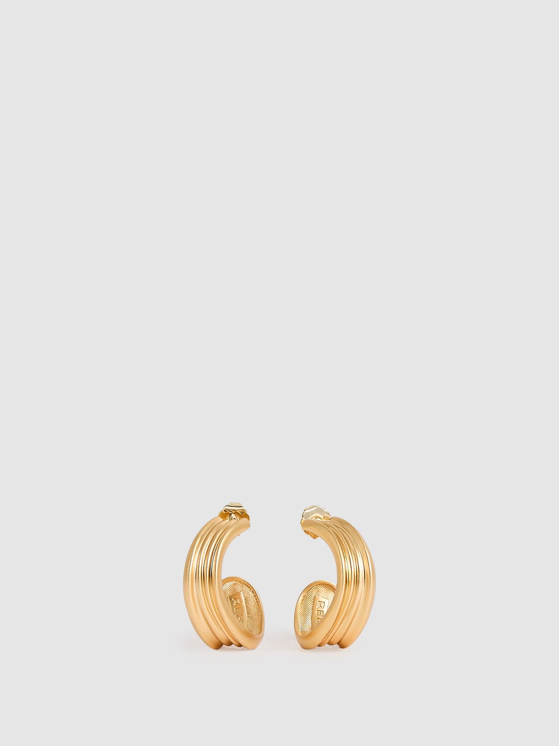 Gold Tone Fluid Hoop Earrings with Hypoallergenic Posts