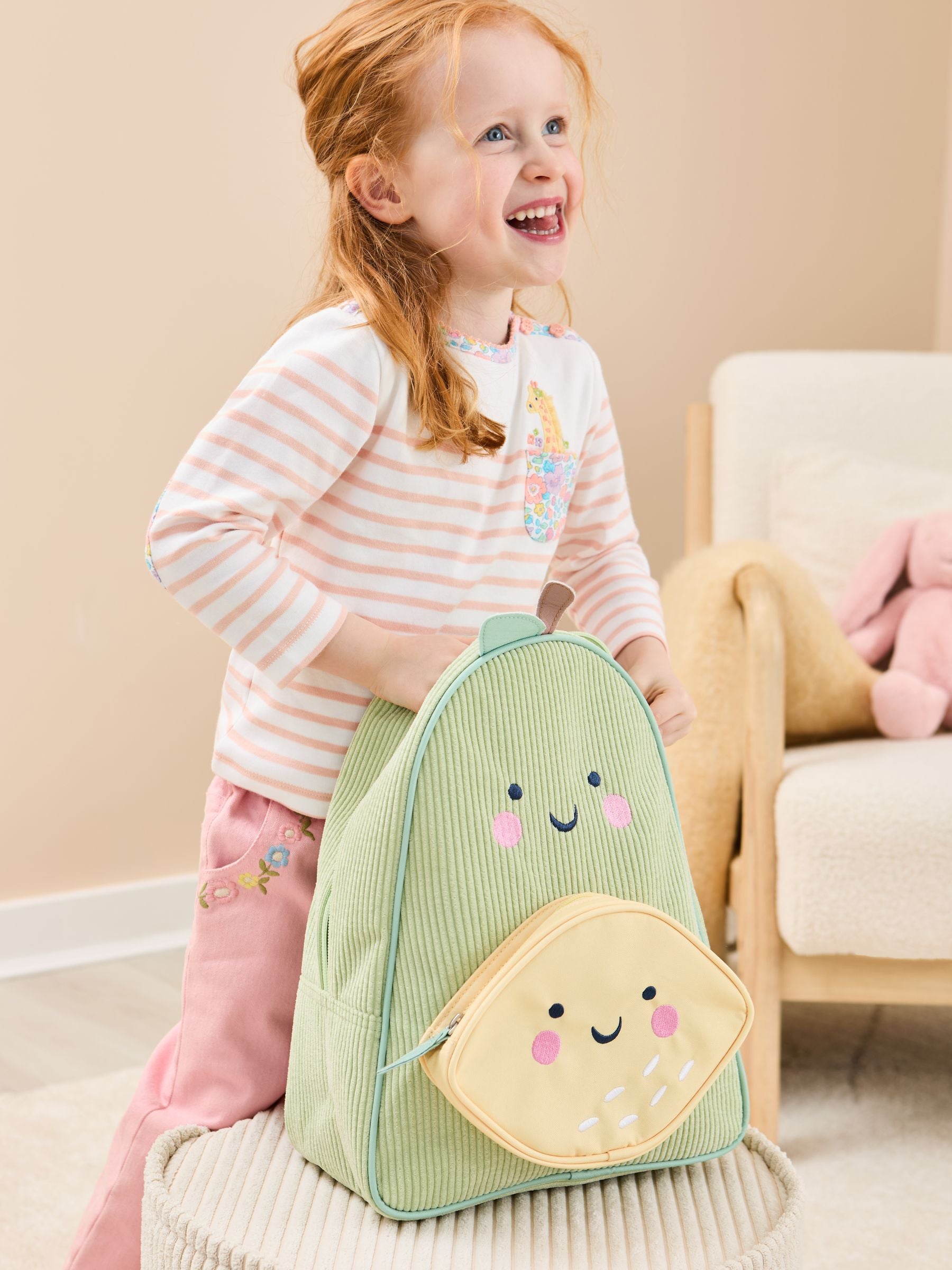JoJo Maman Bébé pear medium backpack 3D lemon pocket (British brand)