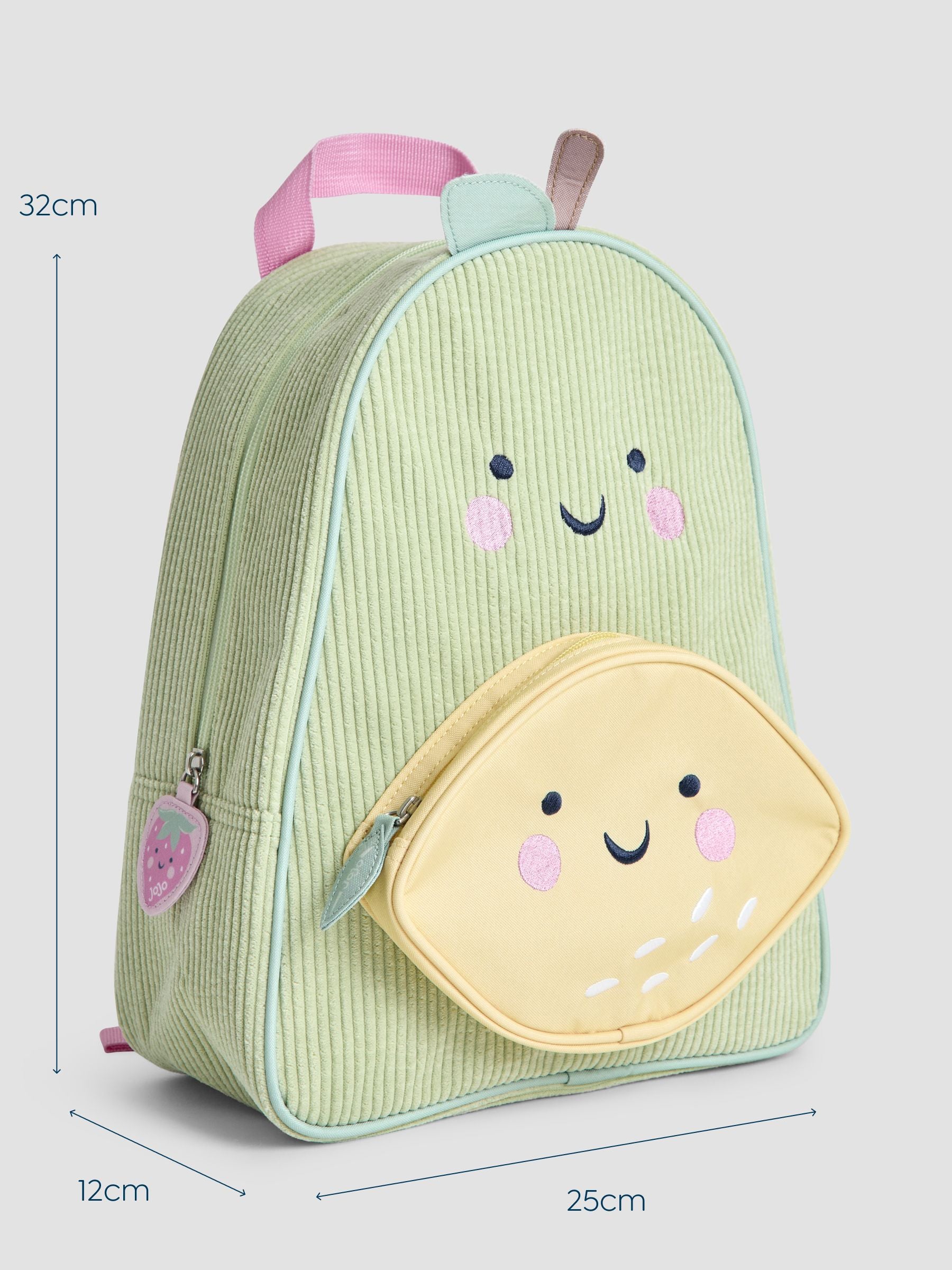 JoJo Maman Bébé pear medium backpack 3D lemon pocket (British brand)