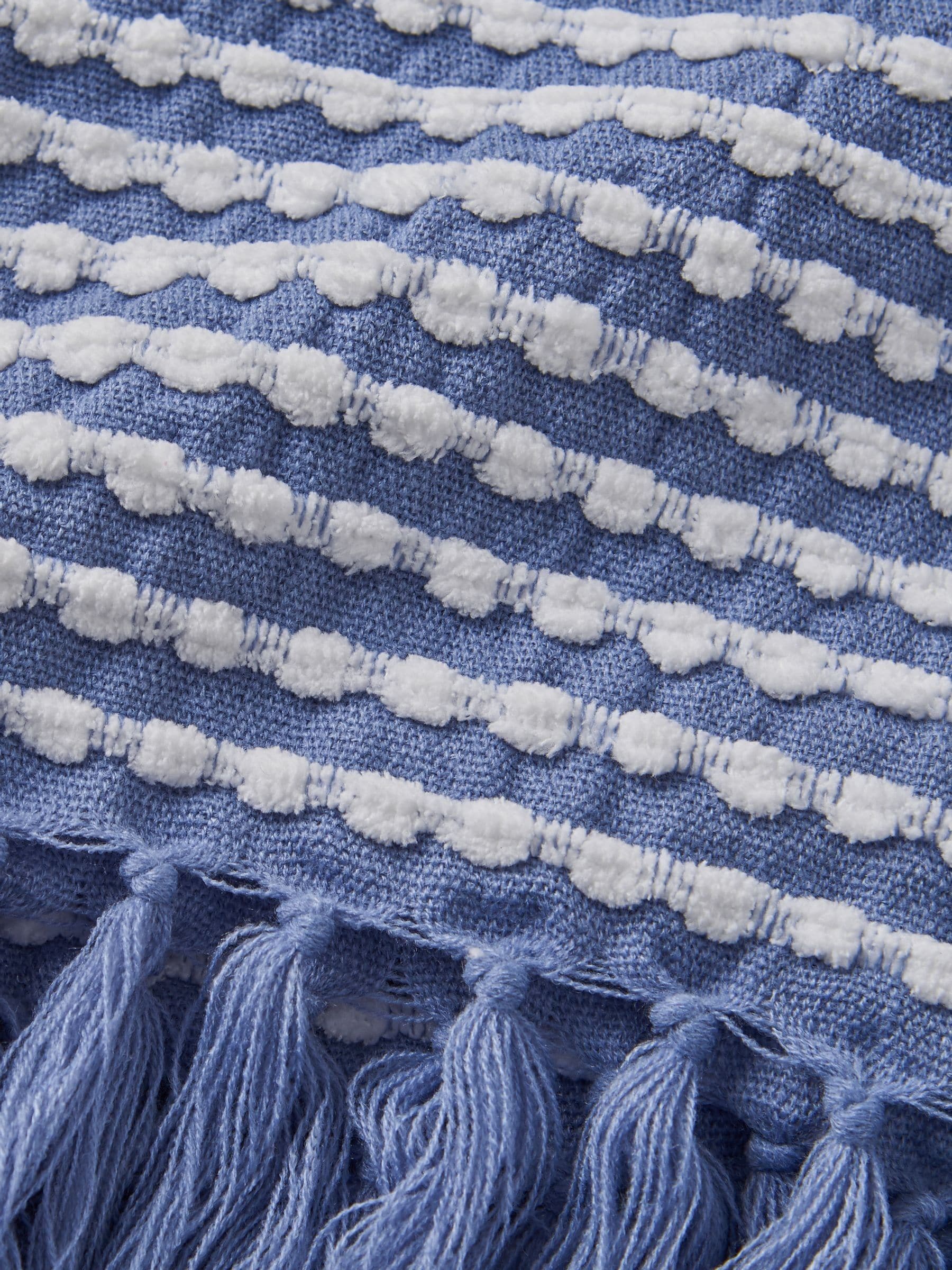 Catherine Lansfield blue stab stitch blanket throw 125x150cm (British brand)