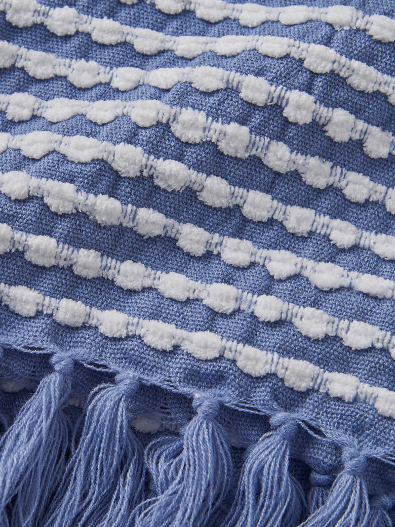 Catherine Lansfield blue stab stitch blanket throw 125x150cm (British brand)