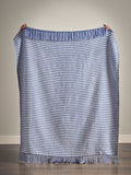 Catherine Lansfield blue stab stitch blanket throw 125x150cm (British brand)