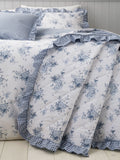 Catherine Lansfield blue floral frill reversible bedspread 220x230cm, imported from the UK
