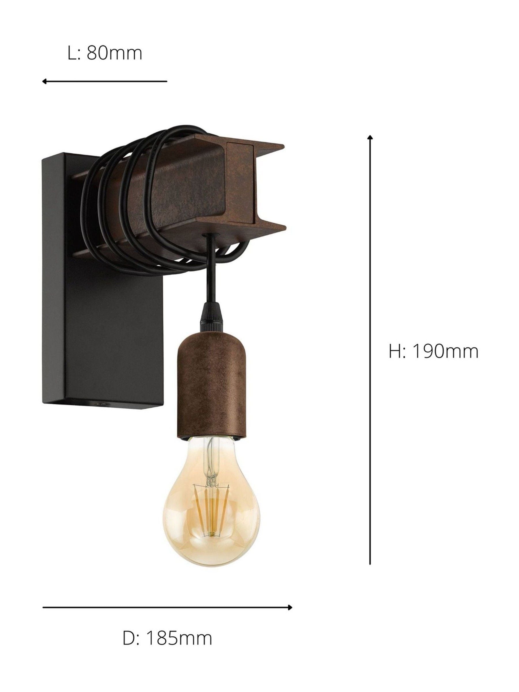 Eglo black and gold Townshend wall light, imported from the UK