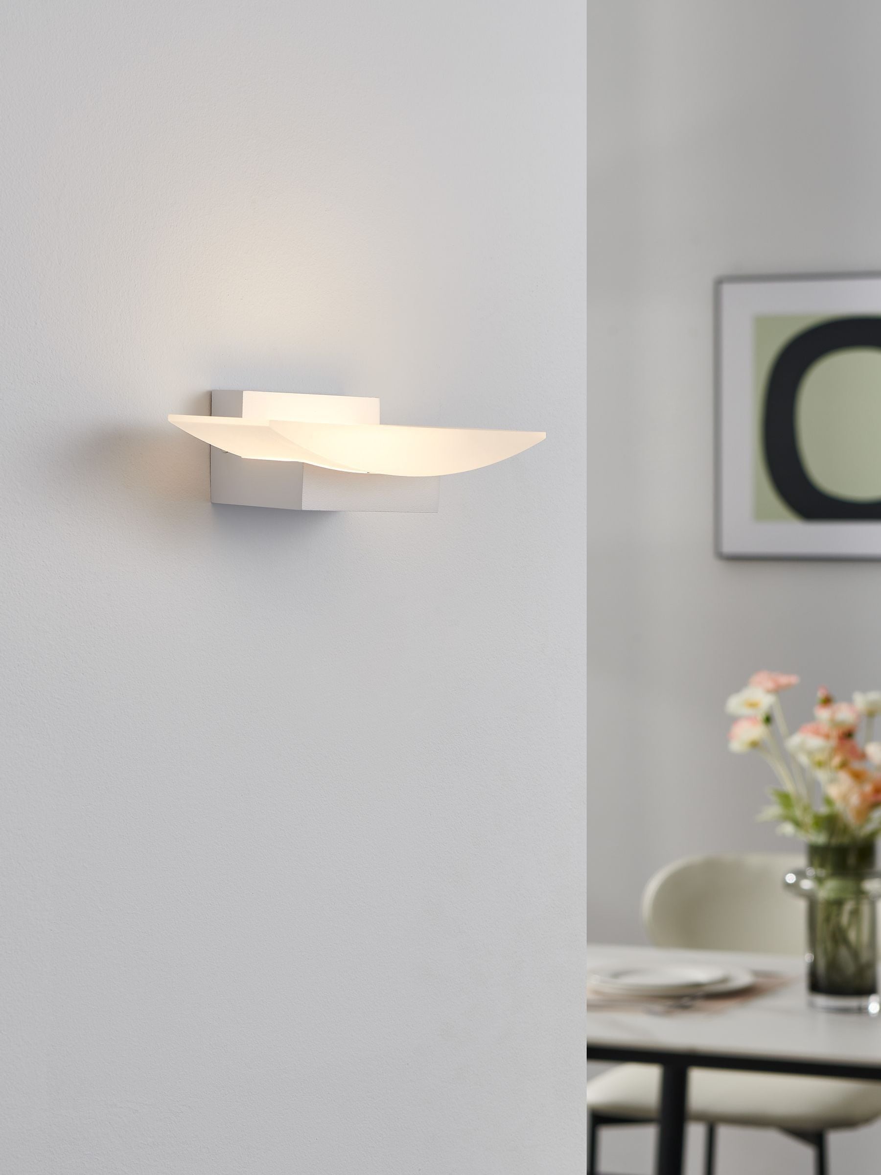 Eglo Metrass white LED uplighter wall light, imported from the UK