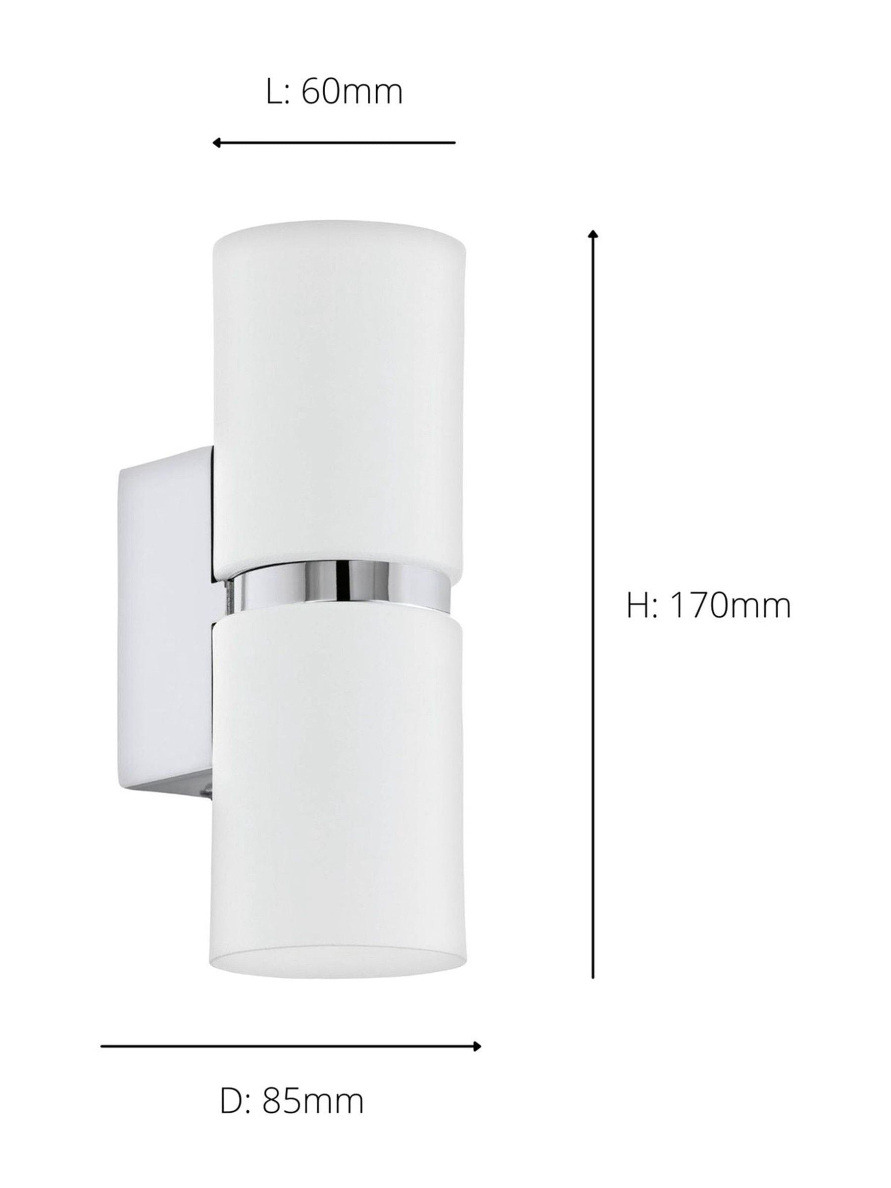 Eglo Passa LED wall light with chrome mount, imported from the UK