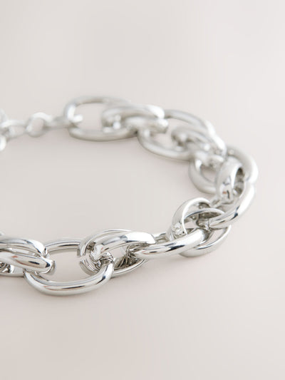 Silberfarbenes, doppelt verkettetes, klobiges Mode-Armband