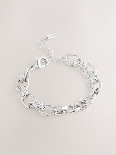 Silberfarbenes, doppelt verkettetes, klobiges Mode-Armband