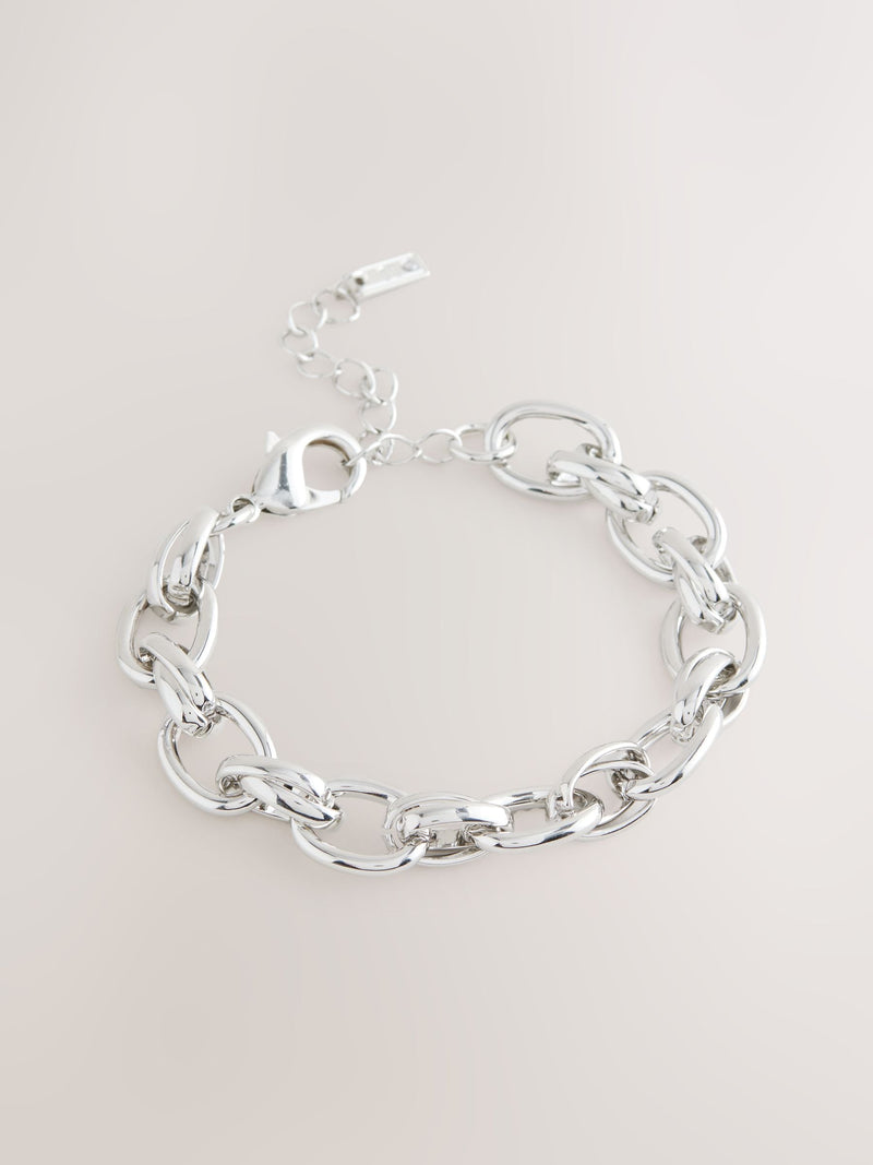 Silberfarbenes, doppelt verkettetes, klobiges Mode-Armband