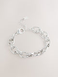 Silberfarbenes, doppelt verkettetes, klobiges Mode-Armband