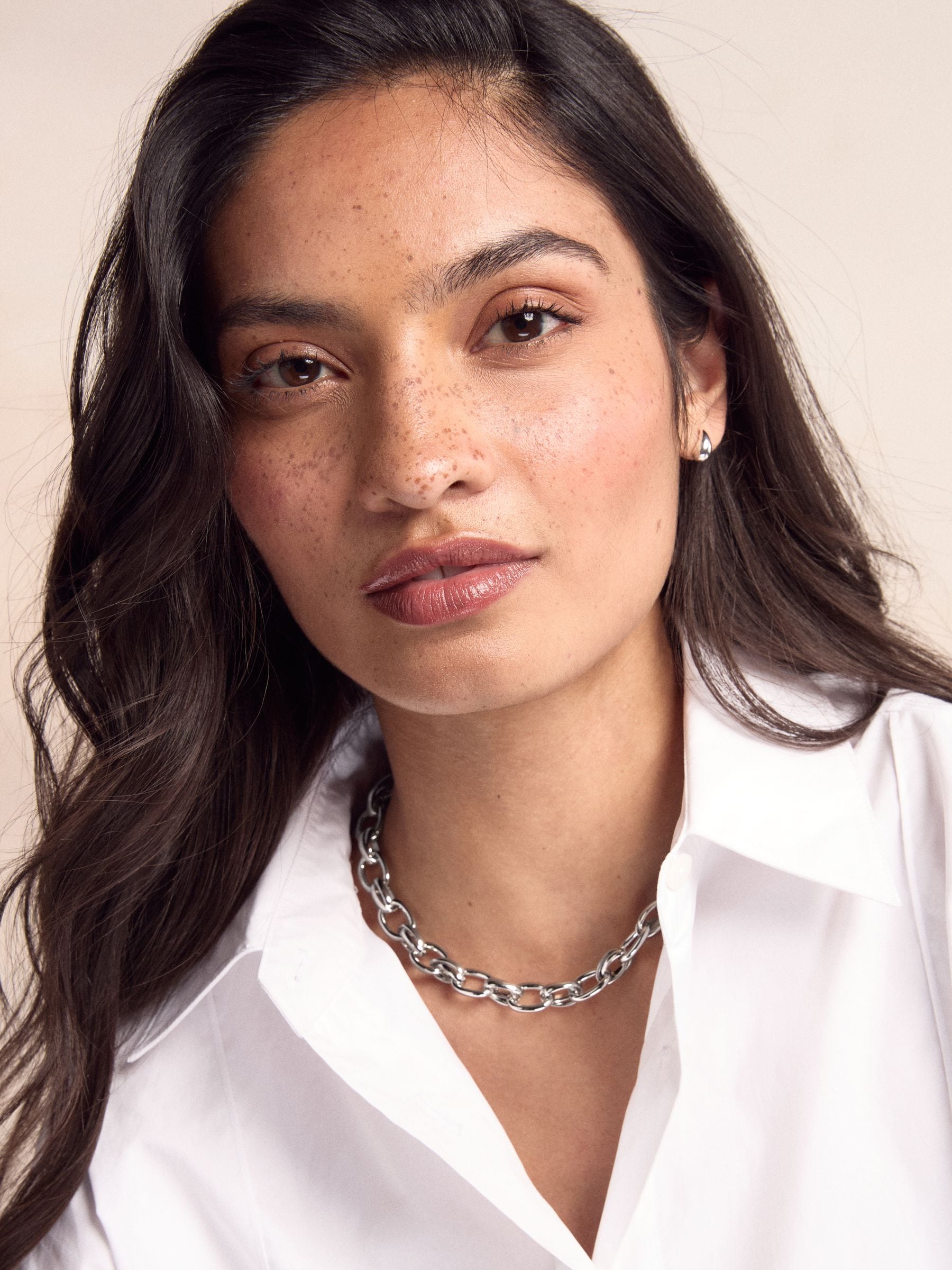 Gold Tone Double Link Chunky Chain Necklace