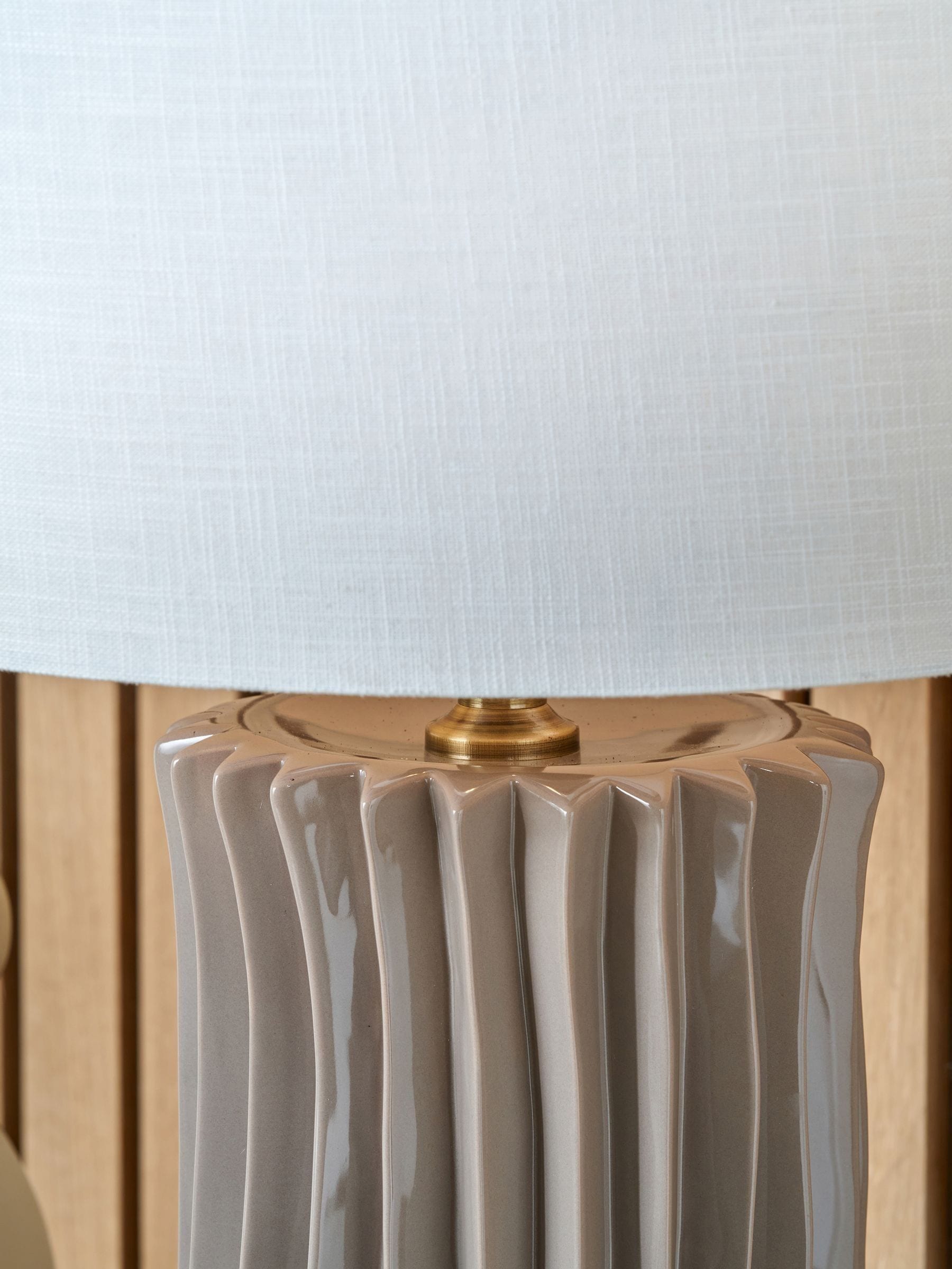 Pacific Lifestyle Devony pleated ceramic table lamp taupe 56cm, UK version