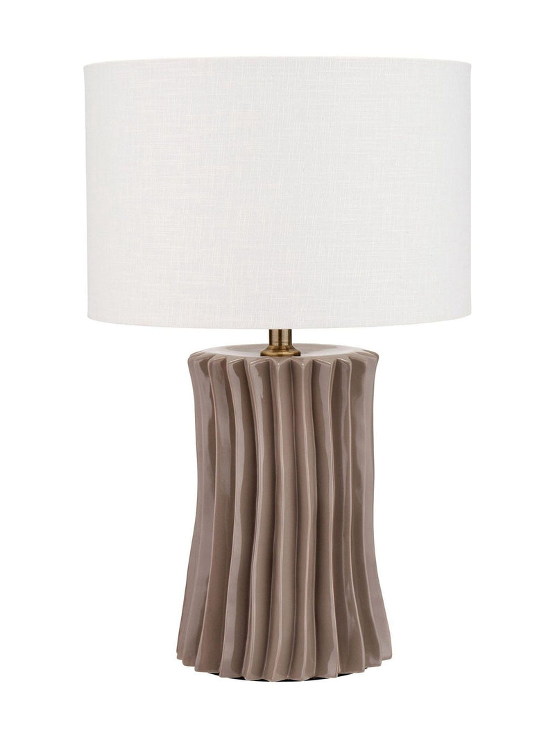 Pacific Lifestyle Devony pleated ceramic table lamp taupe 56cm, UK version