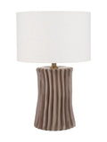 Pacific Lifestyle Devony pleated ceramic table lamp taupe 56cm, UK version