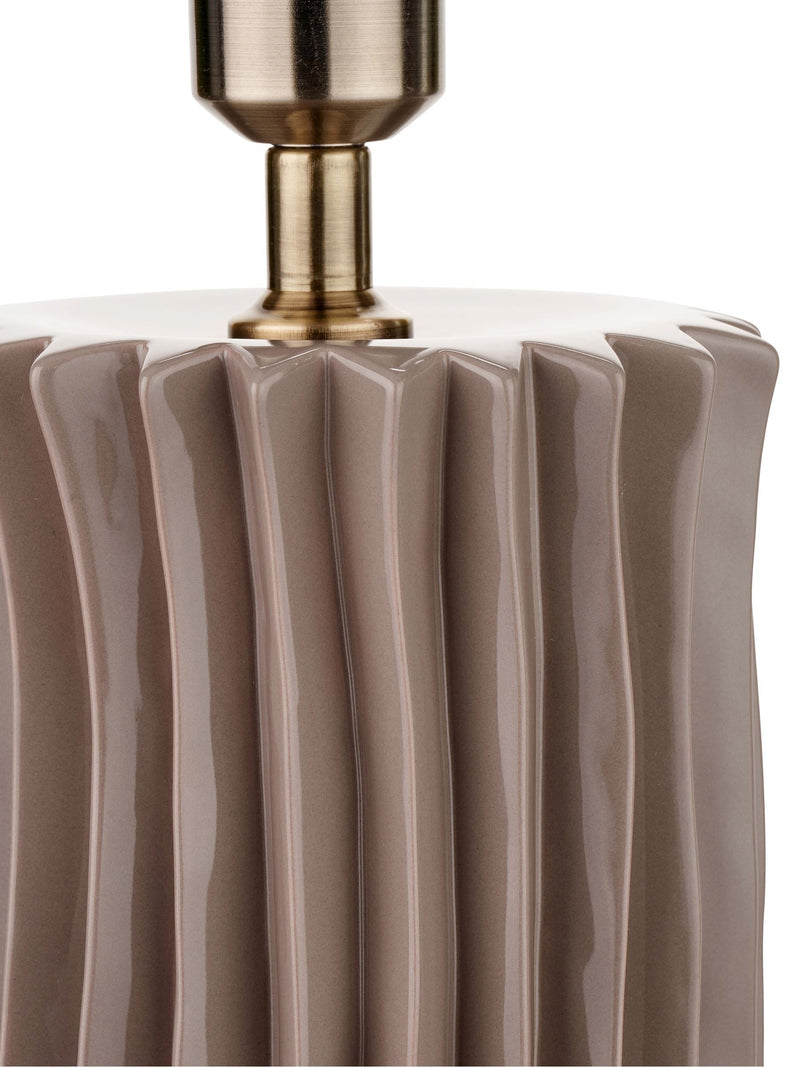 Pacific Lifestyle Devony pleated ceramic table lamp taupe 56cm, UK version
