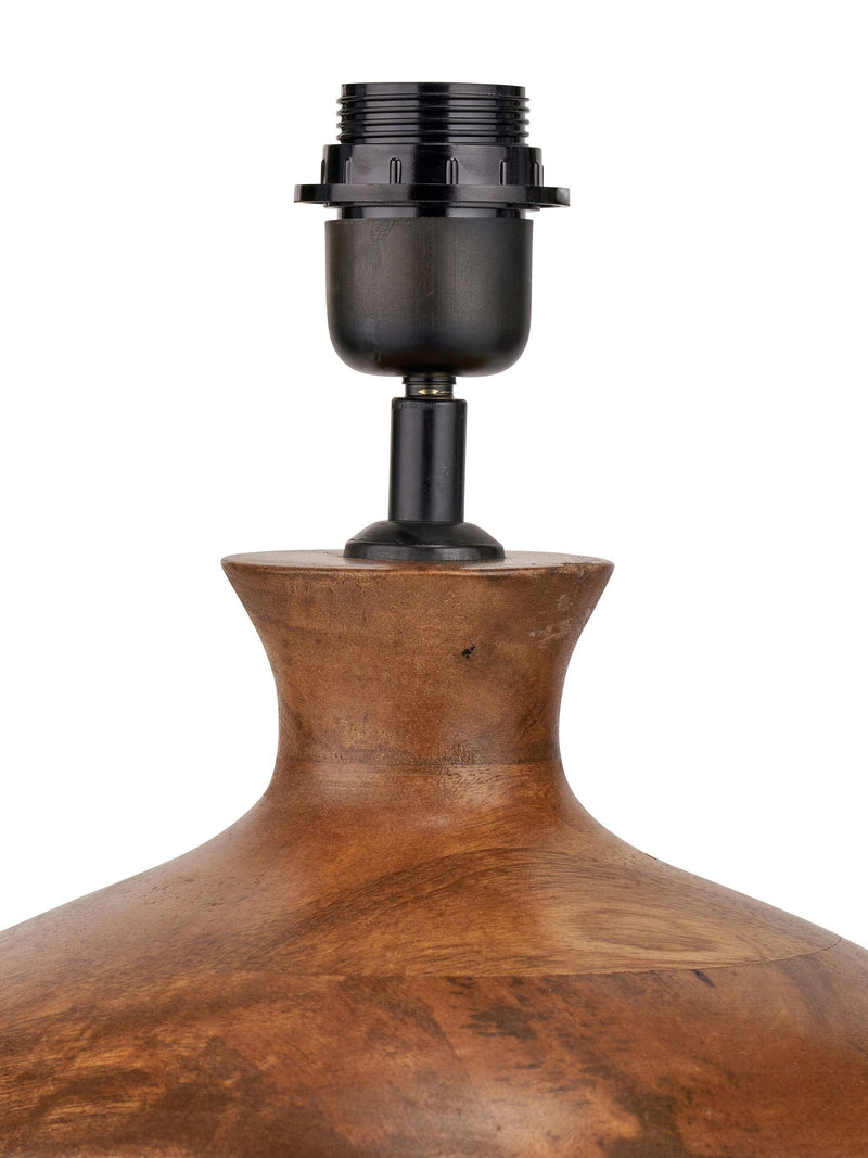 Pacific Lifestyle brown mango wood table lamp with white linen shade (British brand)