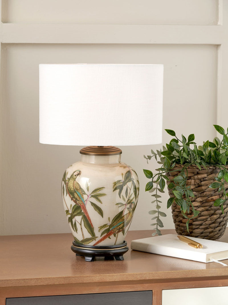 Pacific Lifestyle parrot glass table lamp 40cm, UK version