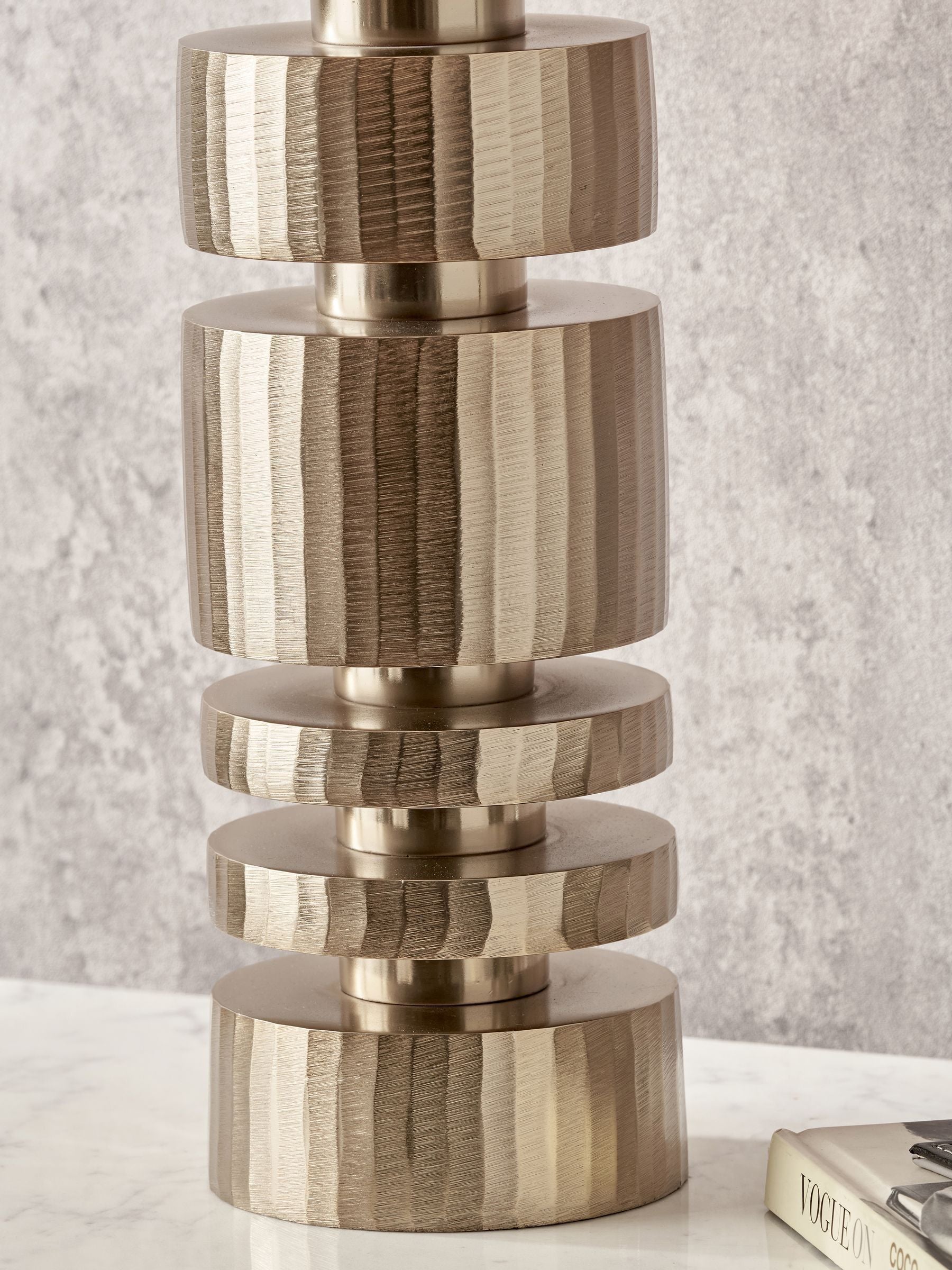Pacific Lifestyle table lamp champagne gold stacked cylinder 59cm - British product