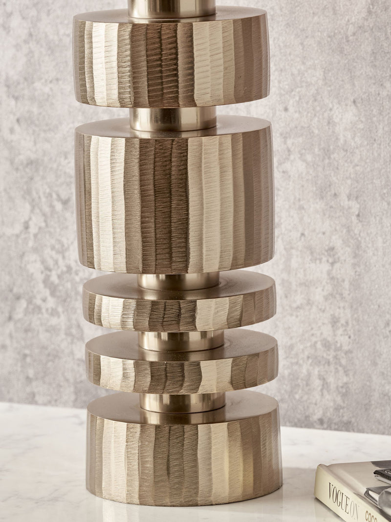 Pacific Lifestyle table lamp champagne gold stacked cylinder 59cm - British product
