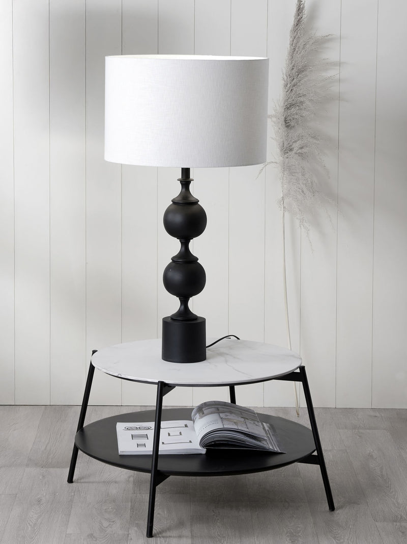 Pacific Lifestyle Asilah tall footed table lamp in black aluminium, imported from the UK