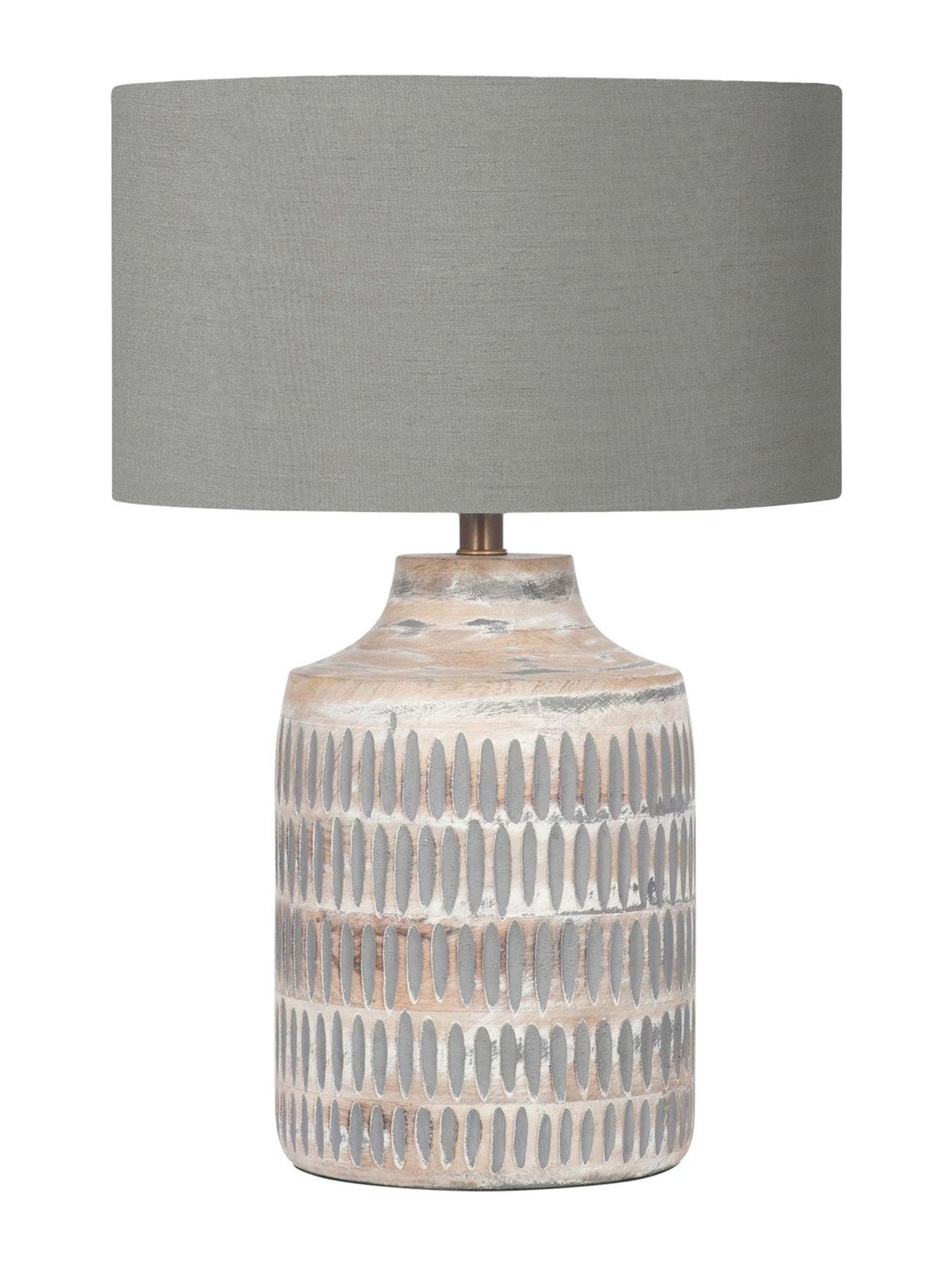 Pacific Lifestyle grey wood textured table lamp, imported from the UK