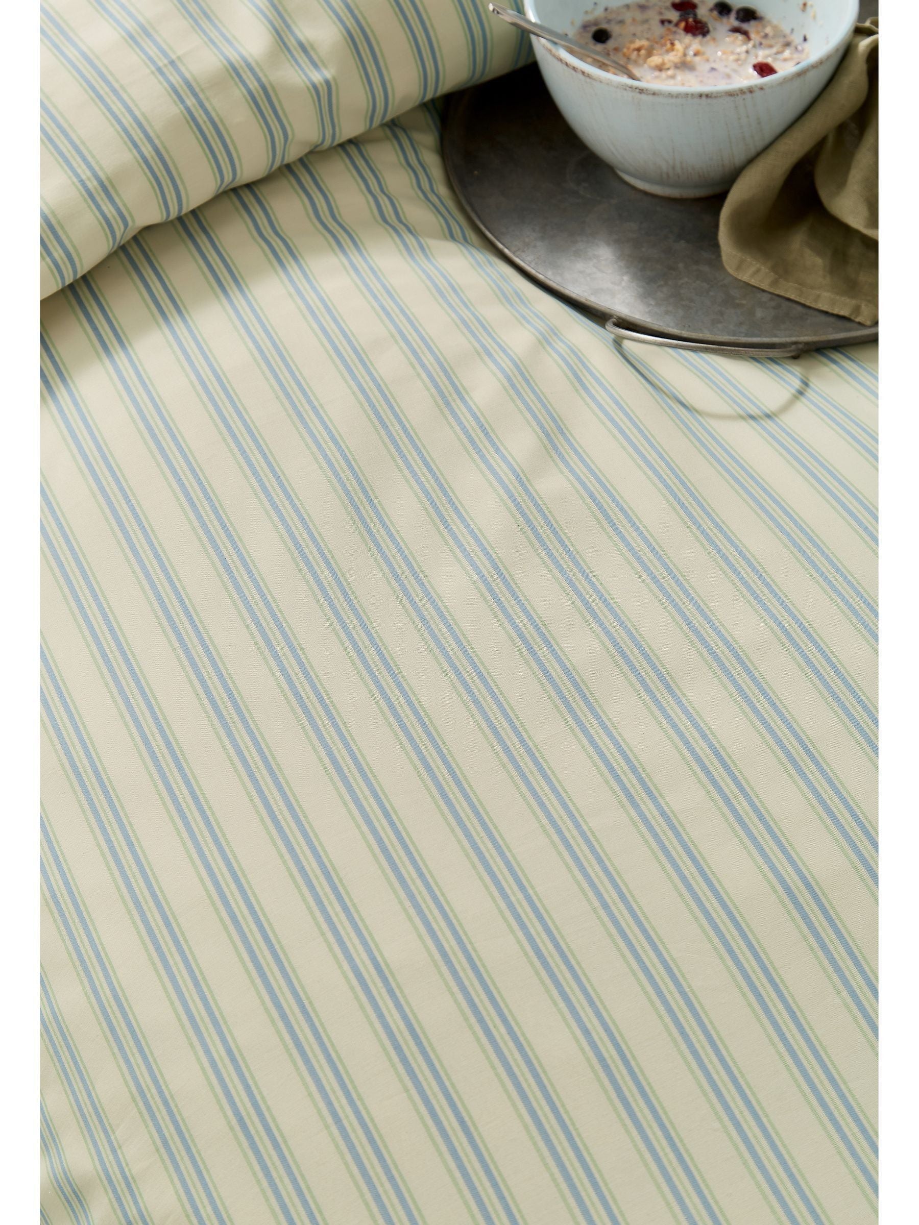 Joules blue ticking stripe duvet cover and pillowcase set, UK version