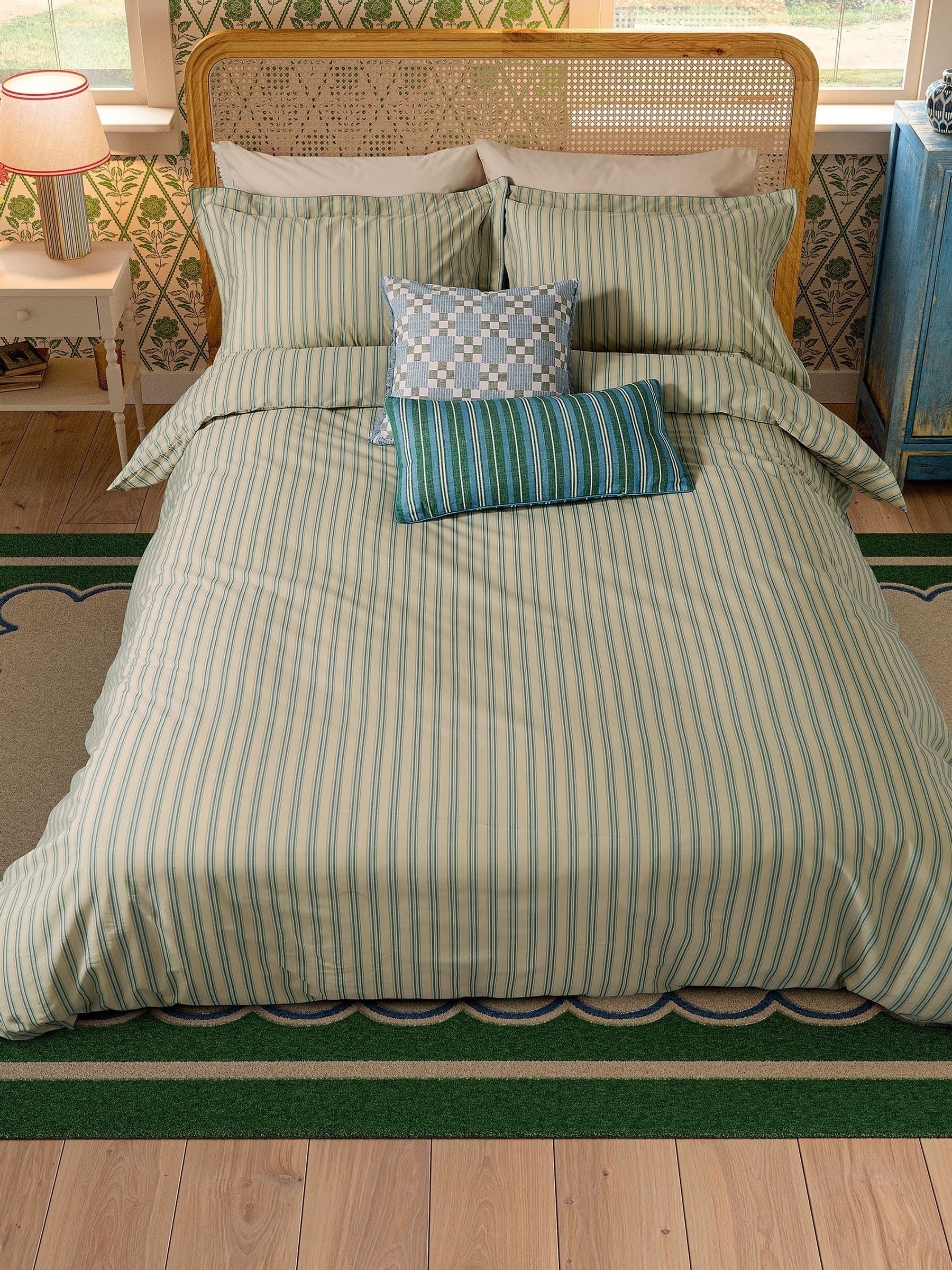 Joules blue ticking stripe duvet cover and pillowcase set, UK version
