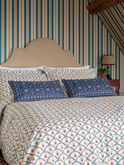 Next Joules Blue Floral Scallop Duvet Cover and Pillowcase Set- Buy online at McGrocer