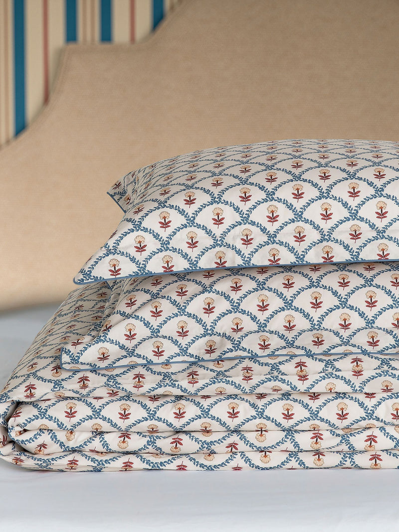 Joules blue floral scallop duvet cover and pillowcase set, UK version