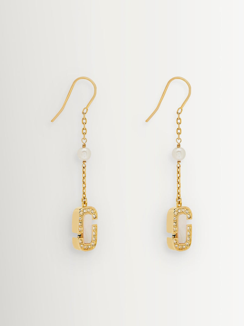 Marc Jacobs gold tone drop earrings with mother-of-pearl inlay, imported from the UK