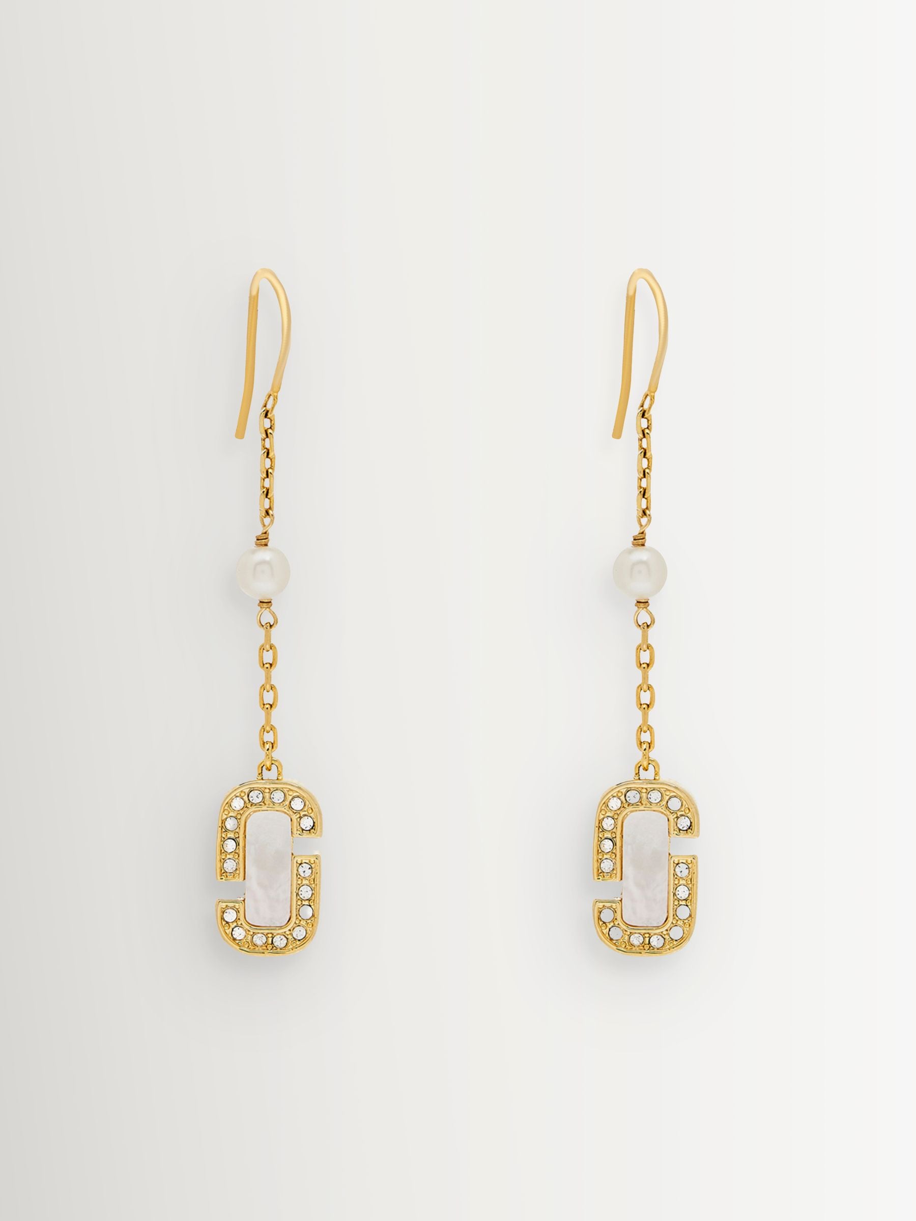 Marc Jacobs gold tone drop earrings with mother-of-pearl inlay, imported from the UK
