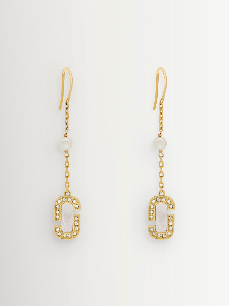 Marc Jacobs gold tone drop earrings with mother-of-pearl inlay, imported from the UK