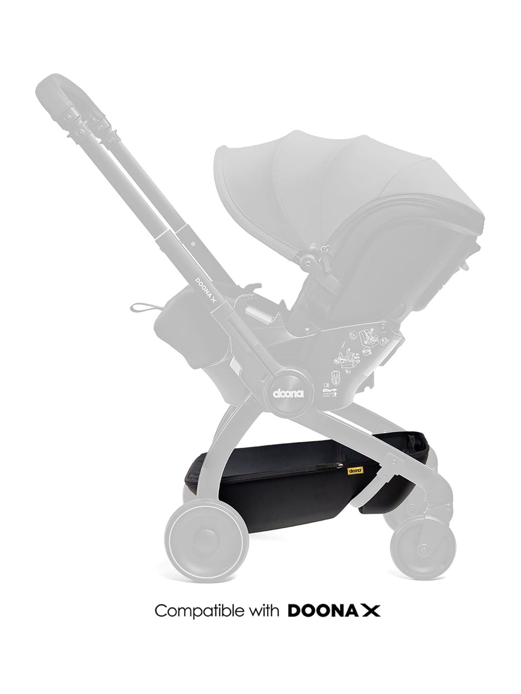 Doona Black X pushchair storage basket (British brand)