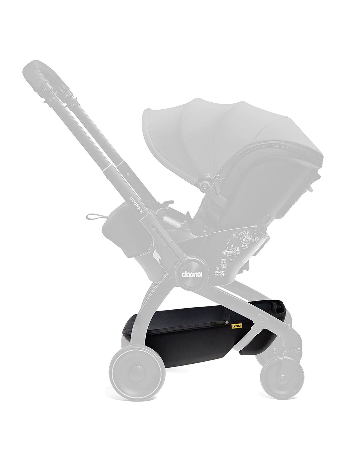 Doona Black X pushchair storage basket (British brand)