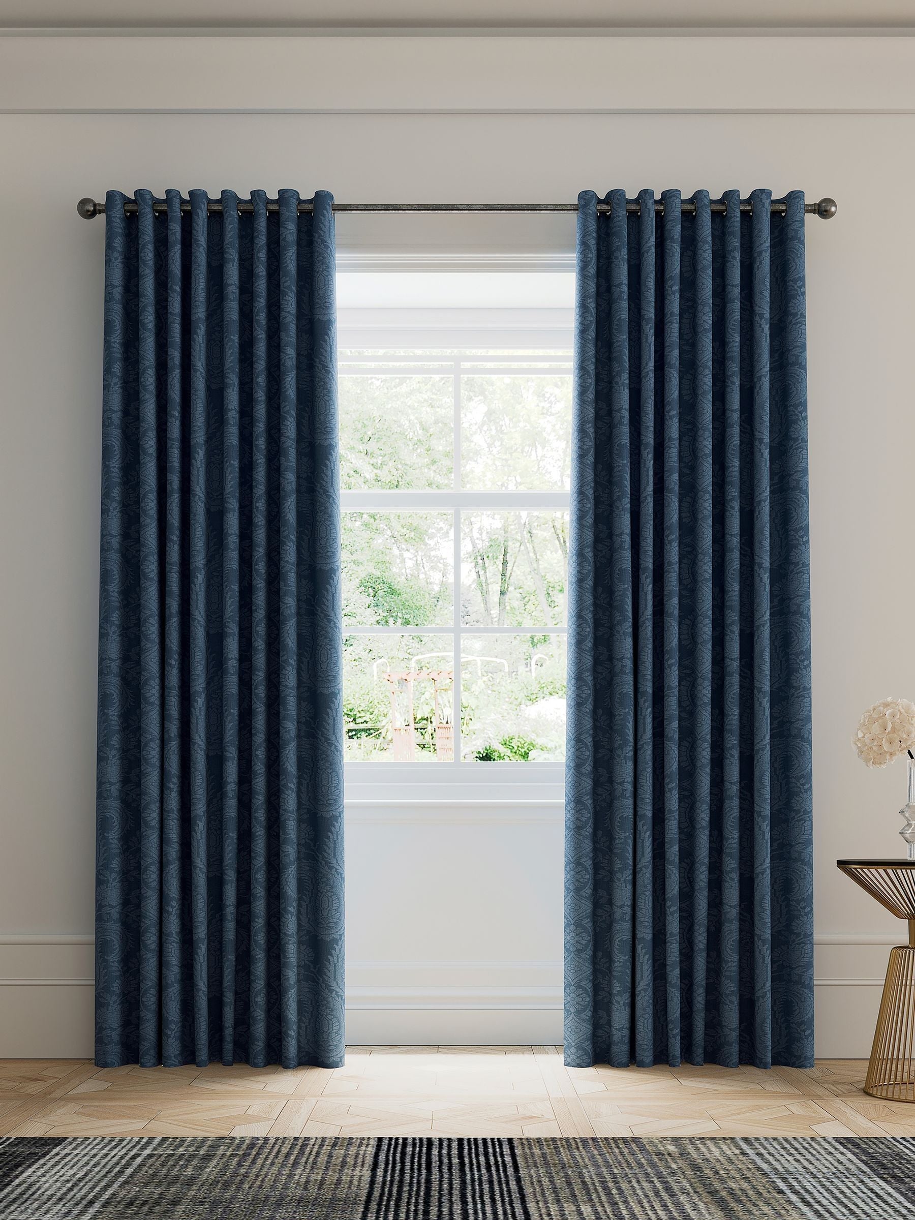 V&A Blue Silk Road blackout curtains 229x183cm, UK version