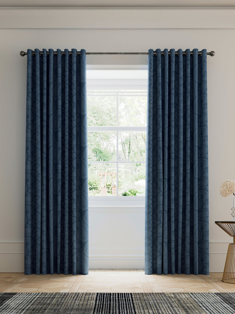 V&A Blue Silk Road blackout curtains 229x183cm, UK version