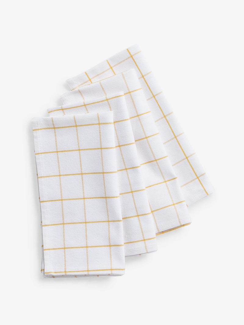 Nina Campbell ochre yellow woven check napkins set of 4, imported from the UK
