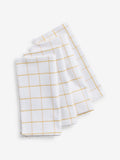 Nina Campbell ochre yellow woven check napkins set of 4, imported from the UK