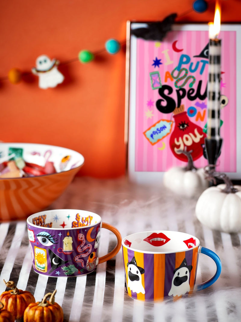 Eleanor Bowmer Set of 2 Multi Halloween Spooky Mugs