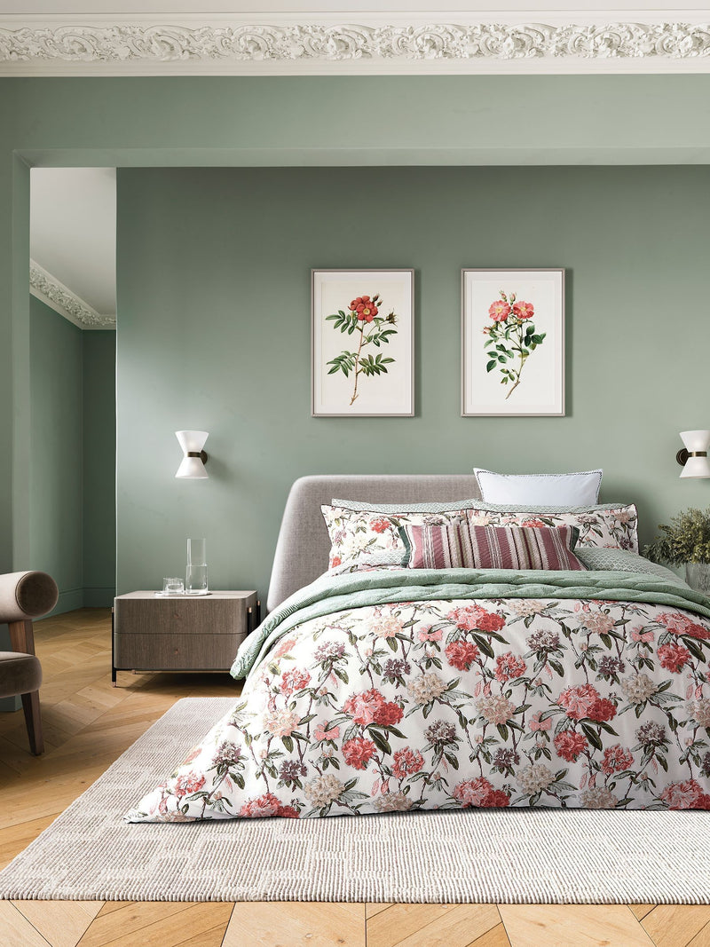 Bedeck of Belfast Mulberry Red Green Elswyth duvet cover and pillowcase set - British product