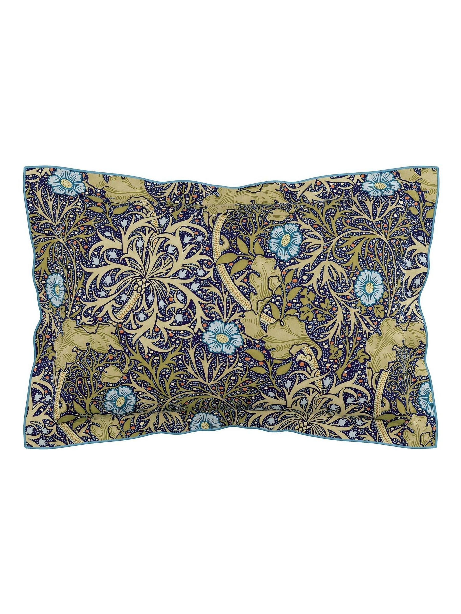 Morris & Co Cobalt Thyme Morris seaweed duvet cover and pillowcase set, imported from the UK