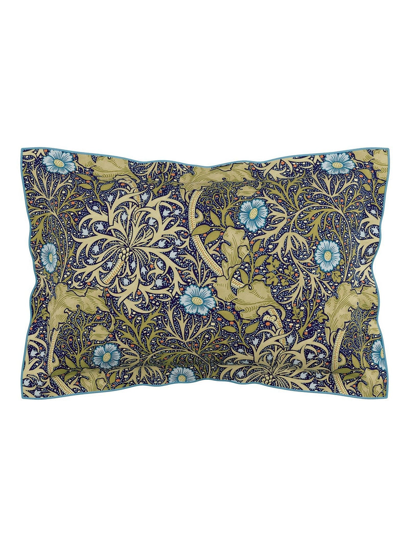 Morris & Co Cobalt Thyme Morris seaweed duvet cover and pillowcase set, imported from the UK